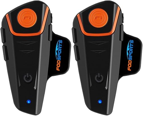 Fodsports BT-S2 Interfono Moto Bluetooth Singolo,Auricolari per Casco da Moto(2 Confezione/Microfono Duro) - Fashionser
