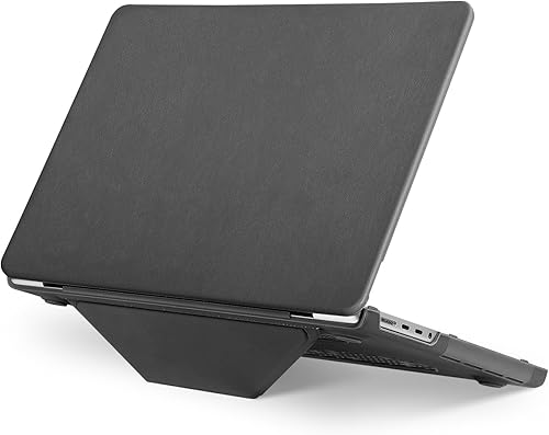 MOSISO Cover Compatibile con MacBook Pro 16 Pollici Custodia 2025 2024 2023 2022 2021 M4 M3 M2 M1 A3403 A3186 A2991 A2780 A2485,PU Pelle Rivestito Plastica Custodia Rigida con Staffa Piega,Cachi - Fashionser