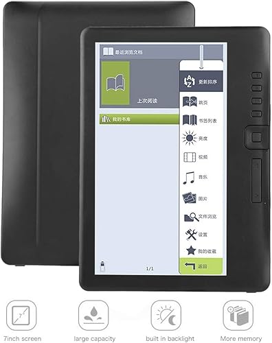 Kafuty E-Reader da 7 Pollici, Schermo LCD TFT elettronico con 20 Ore di Lettura / 10 Ore di Musica, Lettore di e-Book Impermeabile con Schermo a Colori, 512 MB di RAM + Scheda TF 4G / 8G / 16G - Fashionser