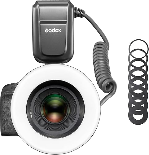 Godox MF-R76 LED Micro Ring Flash con batteria agli ioni di litio da 2600 mAh e anelli adattatori per display LCD per Canon Sony Nikon Fuji Olympus Panasonic Pentax Flash Speedlight Speedlite Light - Fashionser