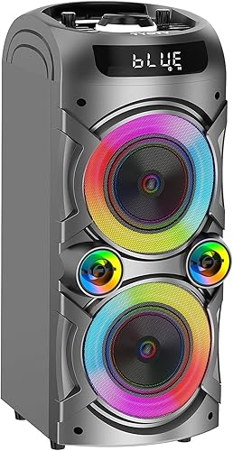 Altoparlante Bluetooth portatile da 100 W Altoparlante wireless ad alta potenza TWS Accoppiamento stereo forte Bassi profondi Altoparlante per grandi feste con subwoofer Luce da campo a LED (Nero) - Fashionser