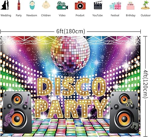 3x2m Sfondo Disco Vintage anni '70 '80 '90 Disco Ball Palcoscenico Fotografia Sfondo Night Club Neon Musica Ballo Brilliamo Pazzo Compleanno Disco Tema Decorazioni Festa Banner Photo Booth Props - Fashionser