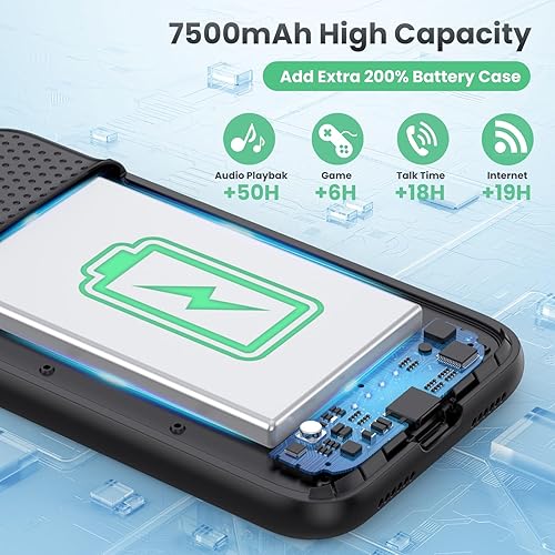 Feob Custodia con batteria per iPhone 11, aggiornata 6800 mAh, custodia di ricarica ricaricabile estesa protettiva portatile per iPhone 11, nero - Fashionser