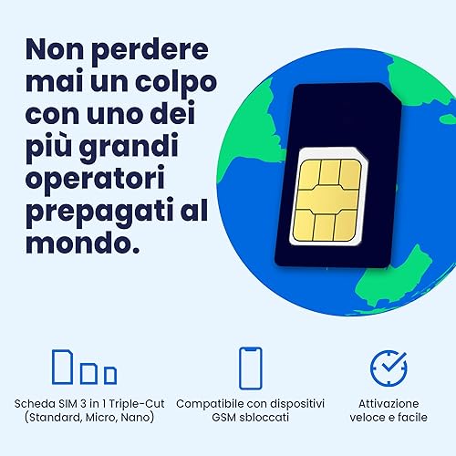 Lycamobile 30 Giorni USA Scheda SIM Prepagata con 40 GB di Dati 4G LTE/5G ad Alta Velocità, Chiamate e SMS Internazionali verso oltre 100 Paesi, Attivazione Rapida, SIM Mobile USA a Triplo Formato - Fashionser