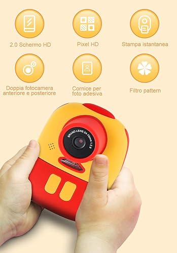 GOLDGE Digitale Macchina Fotografica per Bambini con Scheda SD 32GB, Fotocamera Istantanea con Pellicola in Bianco e Nero, Doppia Fotocamera Anteriore e Posteriore Videoregistratore 1080P - Fashionser