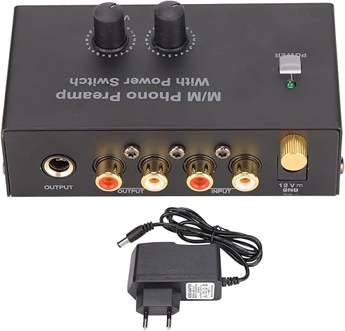 Preamplificatore Fono, Preamplificatore per Giradischi Fono PP500P, Preamplificatore Audio con Adattatore DC 12V, per Giradischi, Giradischi - Fashionser