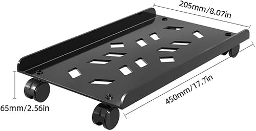 supporto per pc Supporto mobile in acciaio for CPU, carrello mobile for PC con ruote girevoli bloccabili, supporto for CPU ventilato for ufficio domestico adatto alla maggior parte dei PC(Nero) - Fashionser