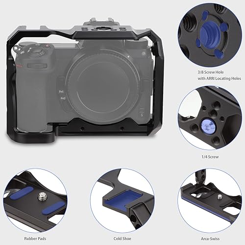 Fotocamera Full Cage per Nikon Z6 Z7 Mirrorless,Estensione Mount Microfono Riempimento Luce Staffa Accessori Filmatura, con Cold Shoe - Fashionser