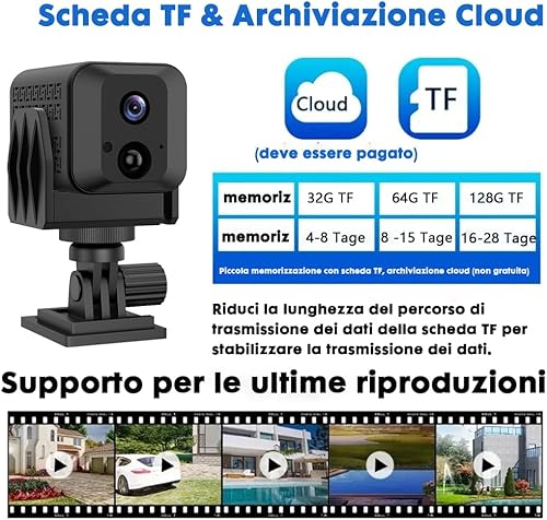 Mini fotocamera, telecamera di sorveglianza WiFi 4K HD con batteria integrata, piccola fotocamera con sensore di movimento, visione notturna, trasmissione in tempo reale e archiviazione cloud - Fashionser