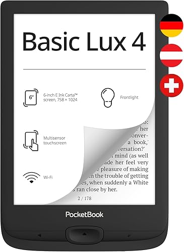 Pocketbook Basic Lux 4 Black 8 GB eBook Reader 6' versione tetto eINK Touch Wi-Fi - Fashionser