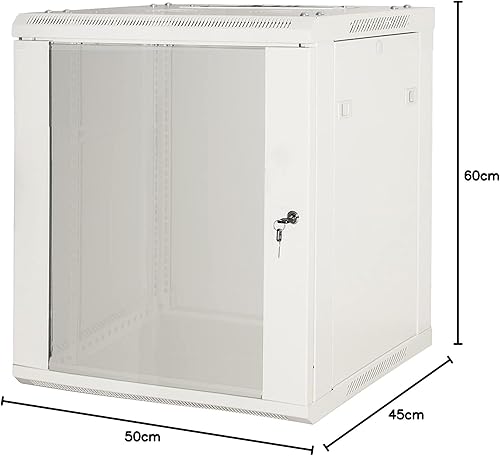 LINK armadio rack 19' LK1918UNF da muro con porta vetro temperato nero disassemblato struttura in metallo capacità 40 kg dimensioni 60x45x90,5 cm profondità 450 mm unità 18 pezzi 1 - Fashionser