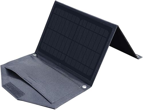 XINPUGUANG Caricatore Solare 14W Pannello Solare Pieghevole da Esterno Portatile con Doppia USB Uscita 5V 3A per Telefono, Tablet, Fotocamera, Ventilatore, Campeggio, Viaggio (Nero) - Fashionser