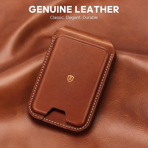 SHIELDON per Magsafe Wallet in Vera Pelle, Portafoglio Magnetico [Blocco RFID] [Supporto Regolabile] [Sportello ID] Porta Carte Magnetico per iPhone 16/15/14/13/12 Series, No per Mini - Blu Navy - Fashionser