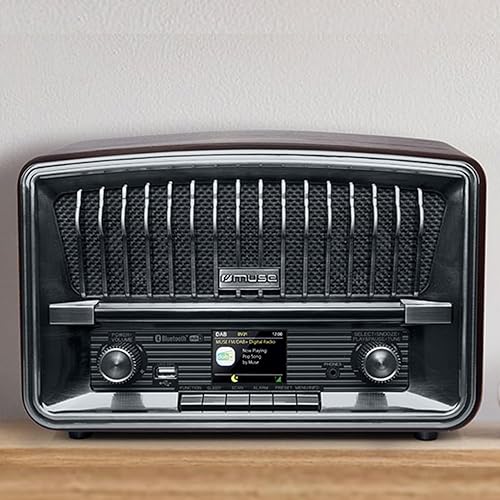 Muse Radio digitale, DAB+ FM, radiosveglia doppia sveglia, display LCD (M-135 DBT), 2 x 5 Watt, funzione snooze sleep, presa USB AUX-IN, grigio scuro - Fashionser