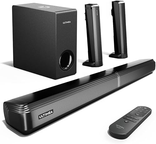 ULTIMEA 4.1ch Barre Audio per TV con Subwoofer, Soundbar Staccabile 2 in 1 per TV, Soundbar Bluetooth 5.3, 3 Modalità di Equalizzazione degli Altoparlanti TV, Bassi Regolabili, Apollo S50 - Fashionser