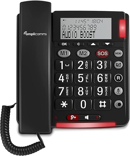 Amplicomms per Delta Telefono SalvaLaVita x Anziani Bracciale SOS Telecomando Pulsante 118 Telesalvalavita Telesoccorso Telesalvavita Volume Suoneria Amplificati Compatibile Apparecchi Acustici HAC - Fashionser