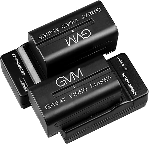 GVM 2 Pack NP-F750/770 Batteria e Caricabatterie 4400 mAh per NP-F975, NP-F960, NP-F950, NP-F930, NP-F770, NP-F750, NP-F550, DCR, DSR, HDR, FDR, HVR, HVL e LED - Fashionser