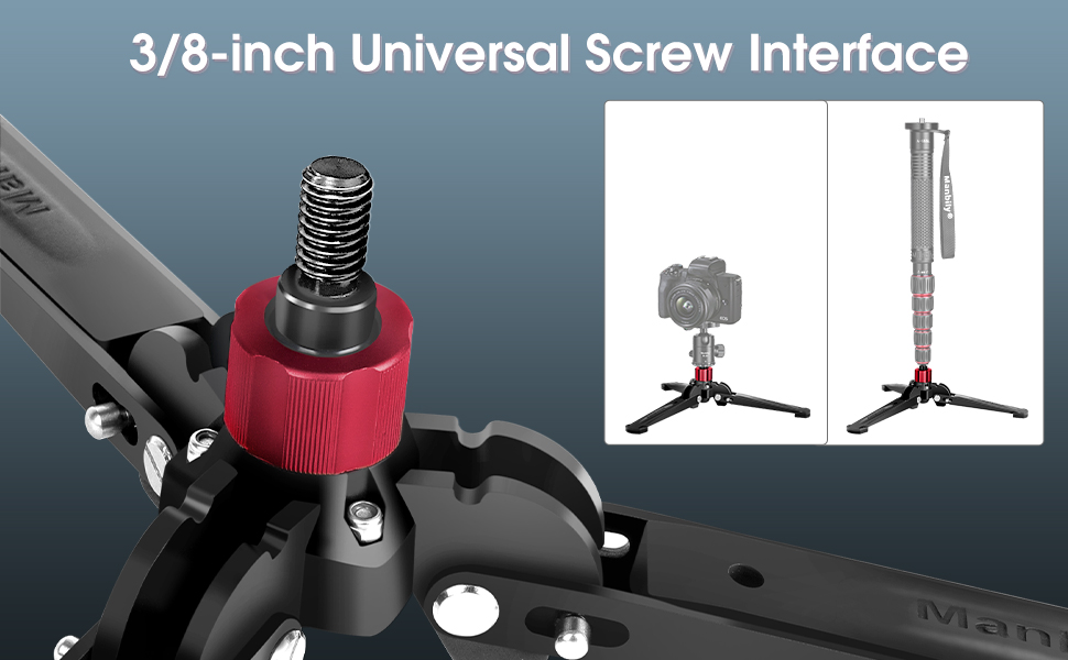 Manbily Mini treppiede base per monopiedi 3/8" vite desktop con piedi monopiede supporto per fotocamera