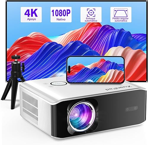 [Auto Focus E Keystone] Supporto Proiettore 4K, Proiettore Xuanpad Bluetooth Wifi6, Proiettore Intelligente Nativo 1080P 28000L, Proiettore Home Theater Con Treppiede Per Ios/Android/Tv Stick - Fashionser