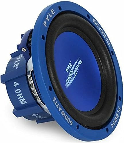 1 PYLE PLBW84 blu subwoofer auto da 300 watt rms e 600 watt max 8' 20 cm 200 mm woofer dvc doppia bobina 4 + 4 ohm sub cofano auto spl, 1 pezzo - Fashionser