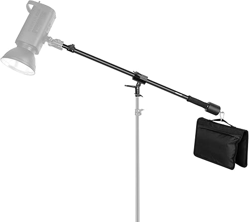 NEEWER Braccio Telescopico per Treppiede, da 89 a 155cm con Contrappeso da 1,5kg e Sacco di Sabbia, Vite da 1/4' Compatibile con Softbox, Luci da Studio, Flash, Ombrelli,Anelli luminosi,Carico Max 5kg - Fashionser