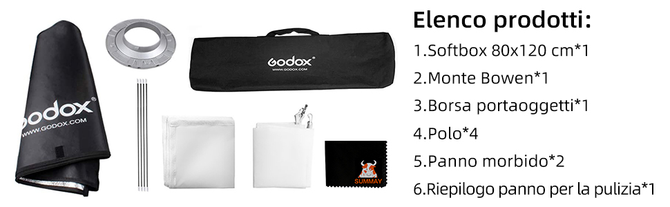 Godox 80x120cm Softbox rettangolare rimovibile