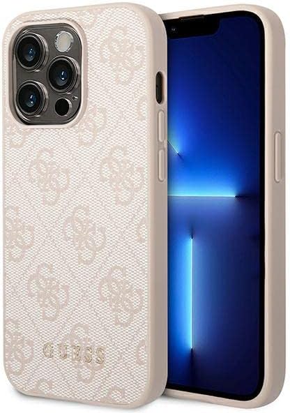 GUESS GUHCP14XG4GFPI - Custodia rigida per iPhone 14 Pro Max 6, 7', con logo oro metallico, rosa - Fashionser