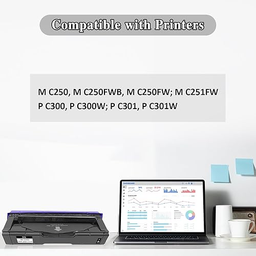 4 Colori Cartucce Toner Compatibili Cartucce di Stampa M C250 P C300 C301 C250H C300W Alta Capacità 6900 Pagine per Nero 6300 Pagine CMY per Ricoh M C250FW M C250FWB M C251FW P C300W P C301W P C311W - Fashionser