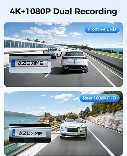 4K Dashcam Auto Anteriore Posteriore, WiFi GPS Macchina Fotografica Incorporata Auto con Scheda SD 64G, ADAS, Camera Auto Visione Notturna, WDR, G-Sensore, Modalità Parcheggio 24H, - Fashionser