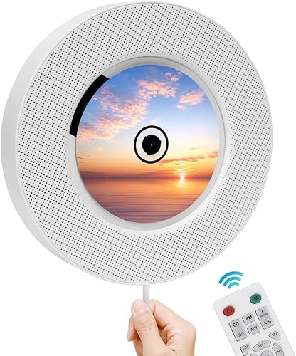 Lettore CD portatile con Altoparlanti hifi integrati da parete Bluetooth, boombox audio per la casa Telecomando Radio fm usb mp3 cuffie 3,5 mm Ingresso/uscita aux interruttore a tirante - Fashionser