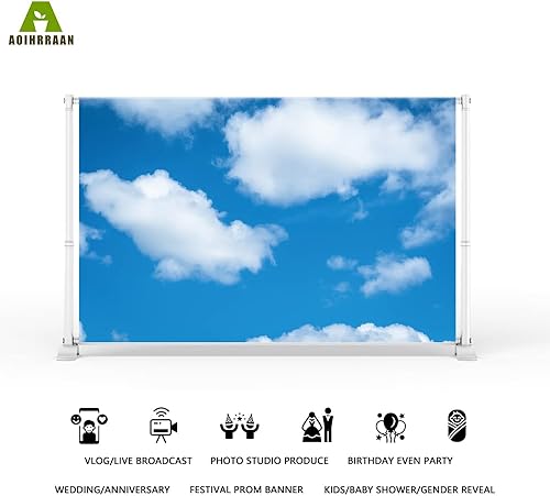 Aoihrraan 3x2m Blu Cielo Bianco Nuvole Sfondo Natura Paesaggio Fotografia Sfondo Bambino doccia bambini compleanno festa tavolo banner bambini adulti ritratto carta da parati foto studio puntelli - Fashionser