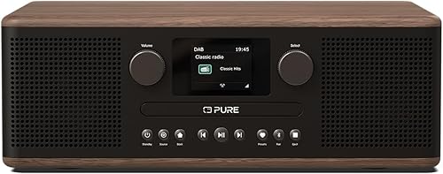 Pure Classic C-D6 Sistema Musicale (Lettore CD, DAB+/FM, Bluetooth, AUX, USB, Sveglia/Timer per il Sonno) Caffè Nero/Noce - Fashionser