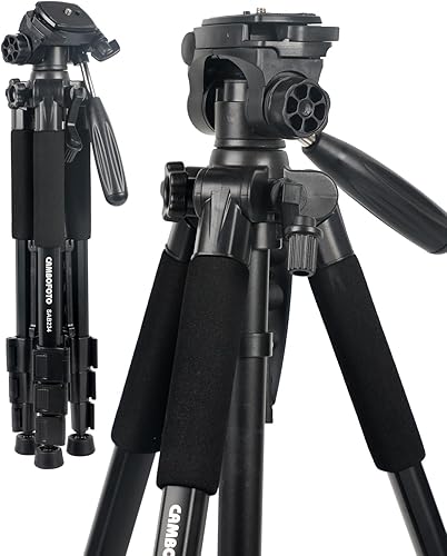 Treppiede per Fotocamera 176,5CM con Monopiede, Treppiede in Lega di Alluminio con Supporto per Smartphone, Compatibile con Fotocamere DSLR, Videocamere, Smartphone, Carico Massimo 4KG - Fashionser