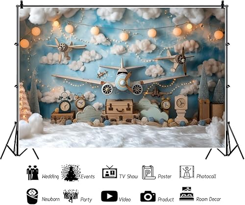 3x2m Pilota Ragazzo Compleanno Sfondo Volo Sogno Blu Cielo Bianco Nuvola Bambino Doccia Fotografia Sfondo Neonato Bambini Ragazza 1 ° Festa di Compleanno Sfondi Decorazione Foto Prop - Fashionser