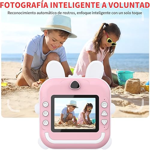 JESWO Macchina Fotografica Bambini Istantanea, Stampa Termica, Funzionalità di Registrazione Foto e Video HD, Inclusa Scheda SD da 32 GB, 3 Rotoli di Carta Termica e Adesivi - Fashionser