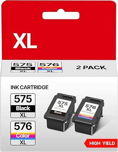 RUDGUZ PG-575XL CL-576XL Cartucce d'inchiostro Sostituzione per Canon 575 576 XL Multipack per Canon Pixma TS3550i TS3551i TS3750i TS3751i TS3752i TR4750i TR4751i TR4755i TR4756i (Nero Colore, 2-Pack) - Fashionser