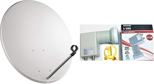 PARABOLA 40 CM ACCIAIO ANTENNA SATELLITARE PER SKY,TIVUSAT+ LNB OCCHIO 2 USCITE - Fashionser