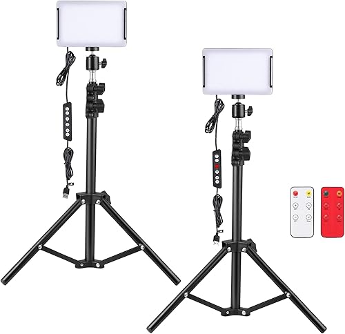 2Pz Pannello Luce LED Dimmerabile 6500K Led Luce Video 7 Colori 5 Effetti Luce Video LED RGB con Treppiede Regolabile LED Luce Video per Registrazioni Video Fotografia YouTube - Fashionser