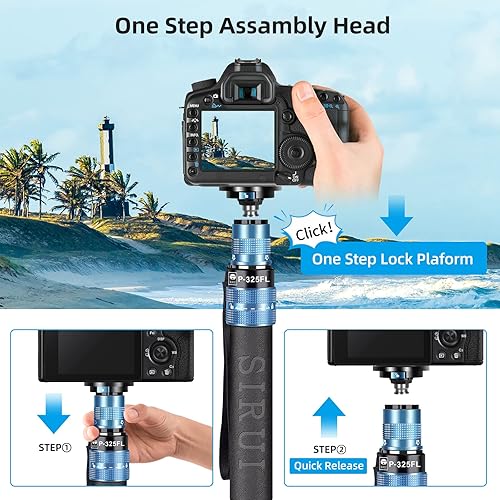 SIRUI P-325FL Monopiede in Fibra di Carbonio da 170cm con Piedini per Fotografia Reflex, Portatile Monopiede Fotografico Professionale a 5 Sezioni per Fotocamera, Videocamera, Carico Massimo 10kg - Fashionser