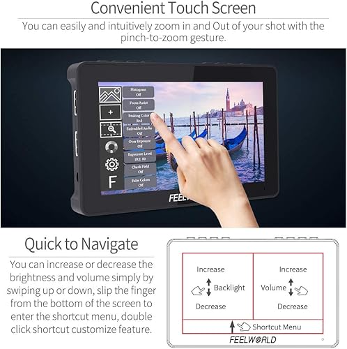 Feelworld F5 PRO V2 5.5 Pollici Camera Field Monitor 3D LUT DSLR Small Full HD 1920x1080 IPS Video Peaking Focus Assist 4K HDMI / 5V Type-c Input - Fashionser