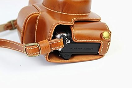 Protezione fondo completa apertura cuoio della macchina fotografica Versione PU Custodia protettiva Borsa con treppiede design compatibile per Olympus OM-D E-M10 Mark 2 EM10 Mark II con 14-42mm F3.5-5.6 lente EZ con spalla laccio Cintura Marrone - Fashionser