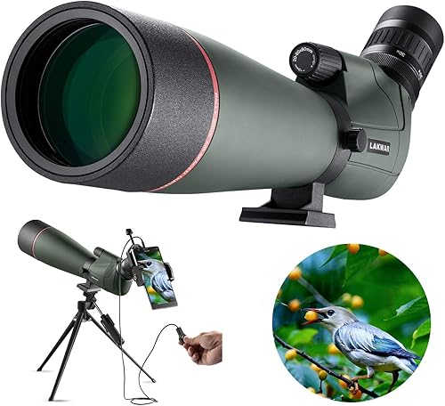 LAKWAR Cannocchiale per Cellulare, 20-60x80AE, Professionale Rivestito FMC, con Supporto Cellulare + Cavo Controllo Otturatore, Adatto per Osservazione Uccelli, Tiro Sportivo e Campeggio - Fashionser
