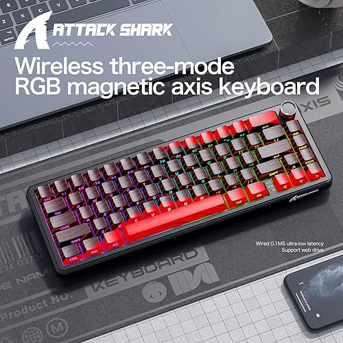 ATTACK SHARK 60% Hall Effect Keyboard and X11 Wireless Gaming Mouse,X65 PRO HE Magnetic Keyboard RGB Hot Swap 8KHz Polling Rate,Superlight Mouse w/Charging Dock 22K DPI,Bluetooth/2.4Ghz/Wired Combo - Fashionser