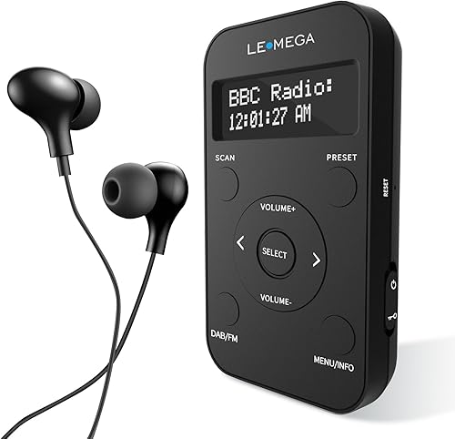 PR1L Radio DAB Tascabile,Radio FM,Radio DAB+ Portatile,Cuffie Incluse,Batteria Ricaricabile,40 Preselezioni, Radio DAB Sportiva con Interruttore Bloccabile.Nero - Fashionser