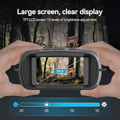 Svbony SA206 4K Binocolo Visione Notturna, 8X Zoom Digitale Goggles di Visione Notturna, 5000mAh Batteria Ampio Schermo 3'' Binoculare Visione Notturna, 32GB Scheda Osservare Fauna Selvatica Cacciare - Fashionser