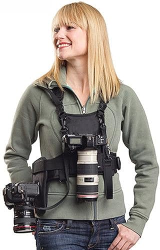 Nicama Tracolla Doppia Fotocamera, Cinghia per 2 Fotocamere, Fotografo Vest con Guscio Laterale per Canon Nikon Sony Pentax Sigma Panasonic Olympus DSLRS - Fashionser