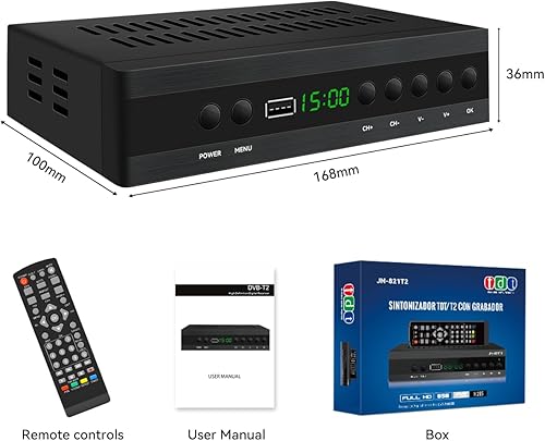 Decoder TDT HD 2024 HD DTT 1080p Registratore USB, WiFi, Hdmi, Scart- Dvb-t T2 H.265 Hevc Full HD Pvr Sintonizzatore Televisione Digitale Terrestre TV Box TDT per Vecchio TV - Fashionser