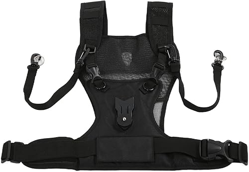 Cinghia per Doppia Fotocamera, di Giubbotto per Imbracatura Toracica per Trasporto Multicamera con Fondina Laterale e Cinghie di Sicurezza, per Fotocamere DSLR - Fashionser