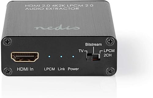 Estrattore HDMI T | ingresso HDMIT | uscita HDMIT/presa TosLink / 1 x 3,5 mm | risoluzione massima: 4K @60Hz | 18 Gbps | metallo | antracite | confezione di cartone - Fashionser