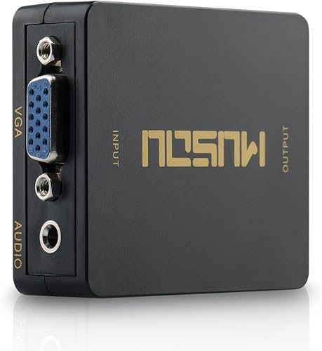 Musou Adattatore VGA a HDMI, VGA al Convertitore di HDMI, Full HD VGA to HDMI Converter con 3,5 mm Jack Audio, Supporto 3D 1080P, Nero - Fashionser